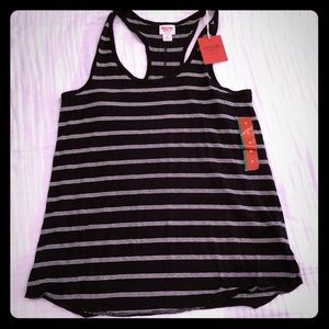 Black and white striped racer back tank